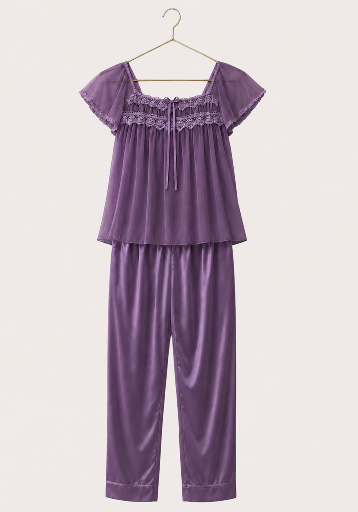 Schiffon Satin Mega Sleeve Pajama