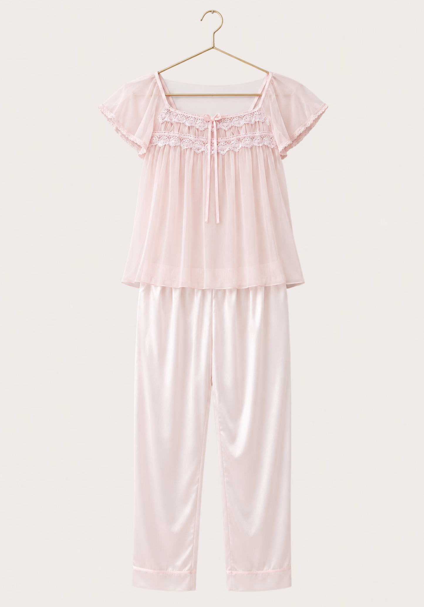 Schiffon Satin Mega Sleeve Pajama