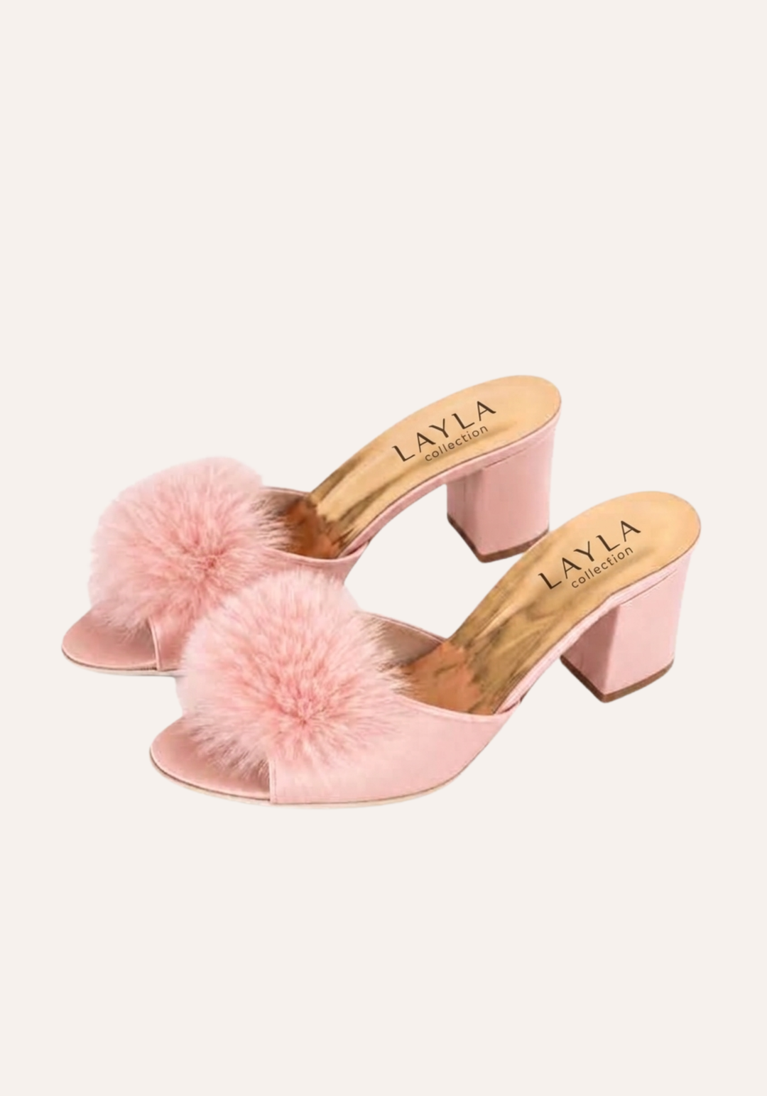 5Cm Heel With Applique Furr Slippers
