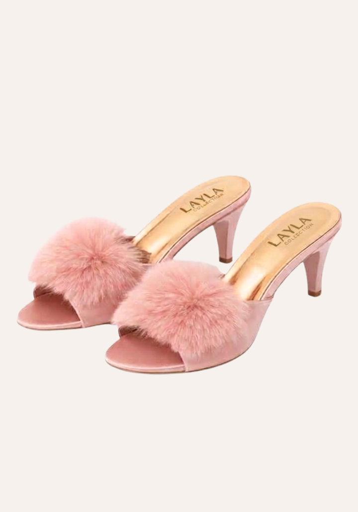 8Cm Heel With Furr Slippers