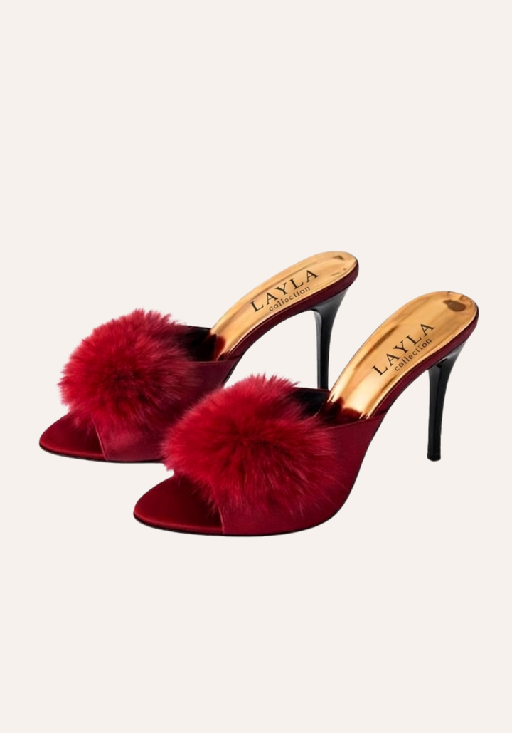 12Cm Heel With Furr Slippers