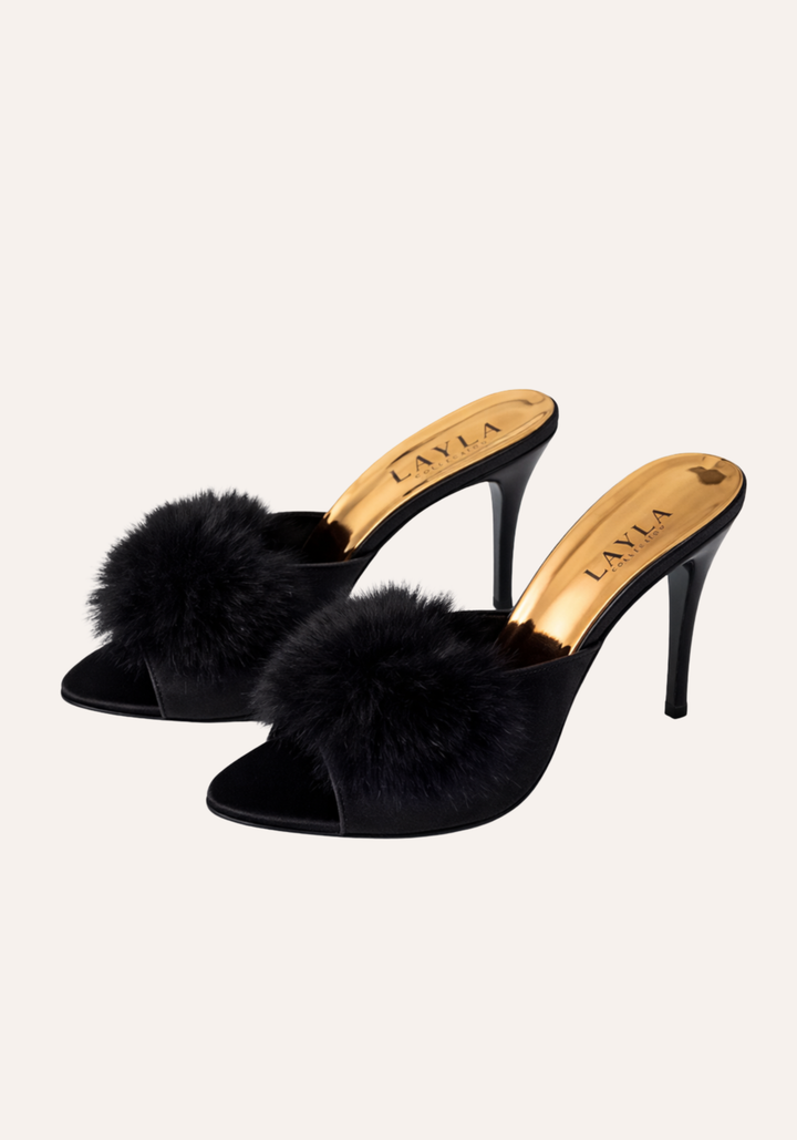 12Cm Heel With Furr Slippers