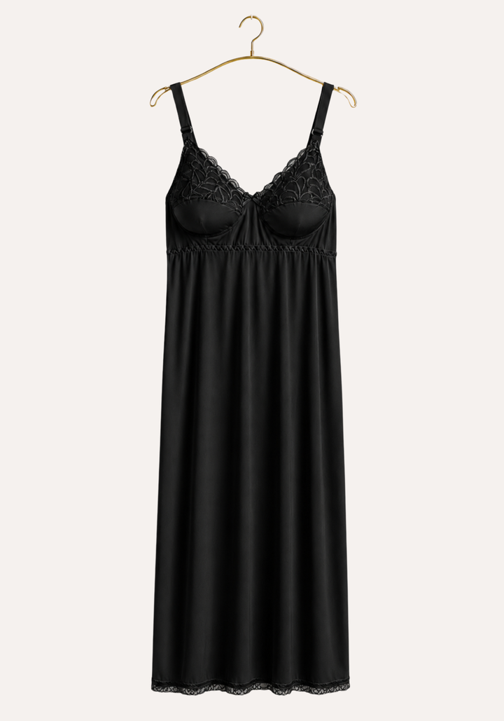 Short Slip: Wide Shoulder Strap Full Lace Unpadded Cup Short Under Slip