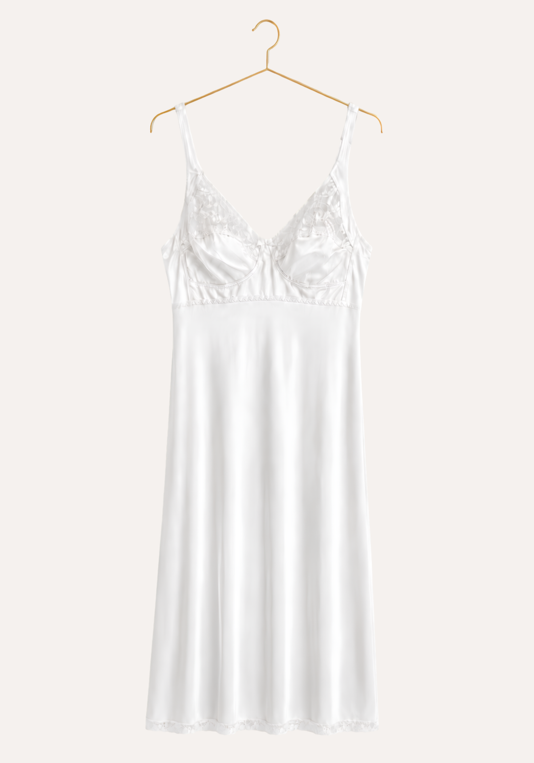 Short Slip: Wide Shoulder Strap Half Lace Unpadded Cup Short Under Slip