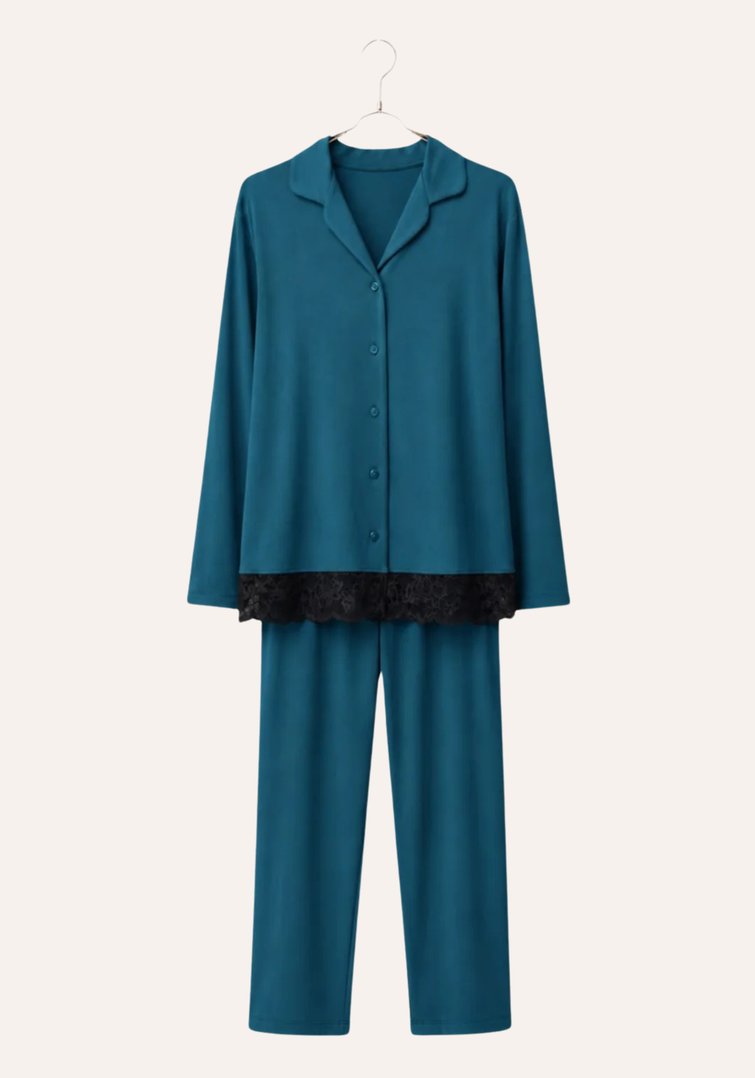 Long Sleeve Lace Collar Button Pajama