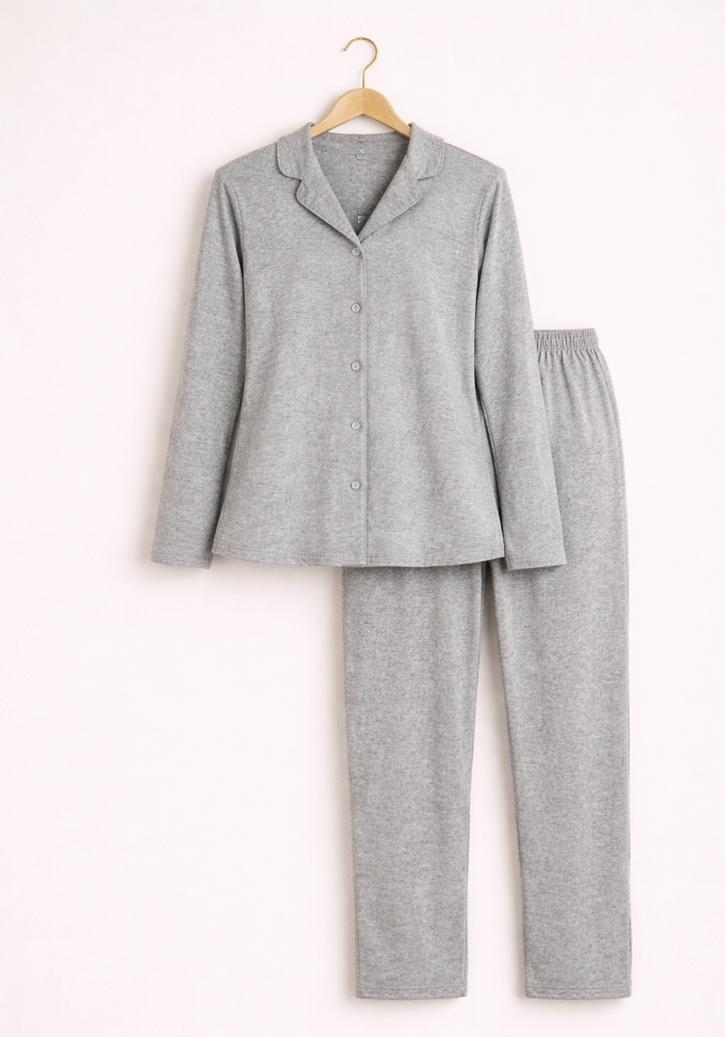 Collar Button Long Sleeve Pajamas (Vis Pes Els)