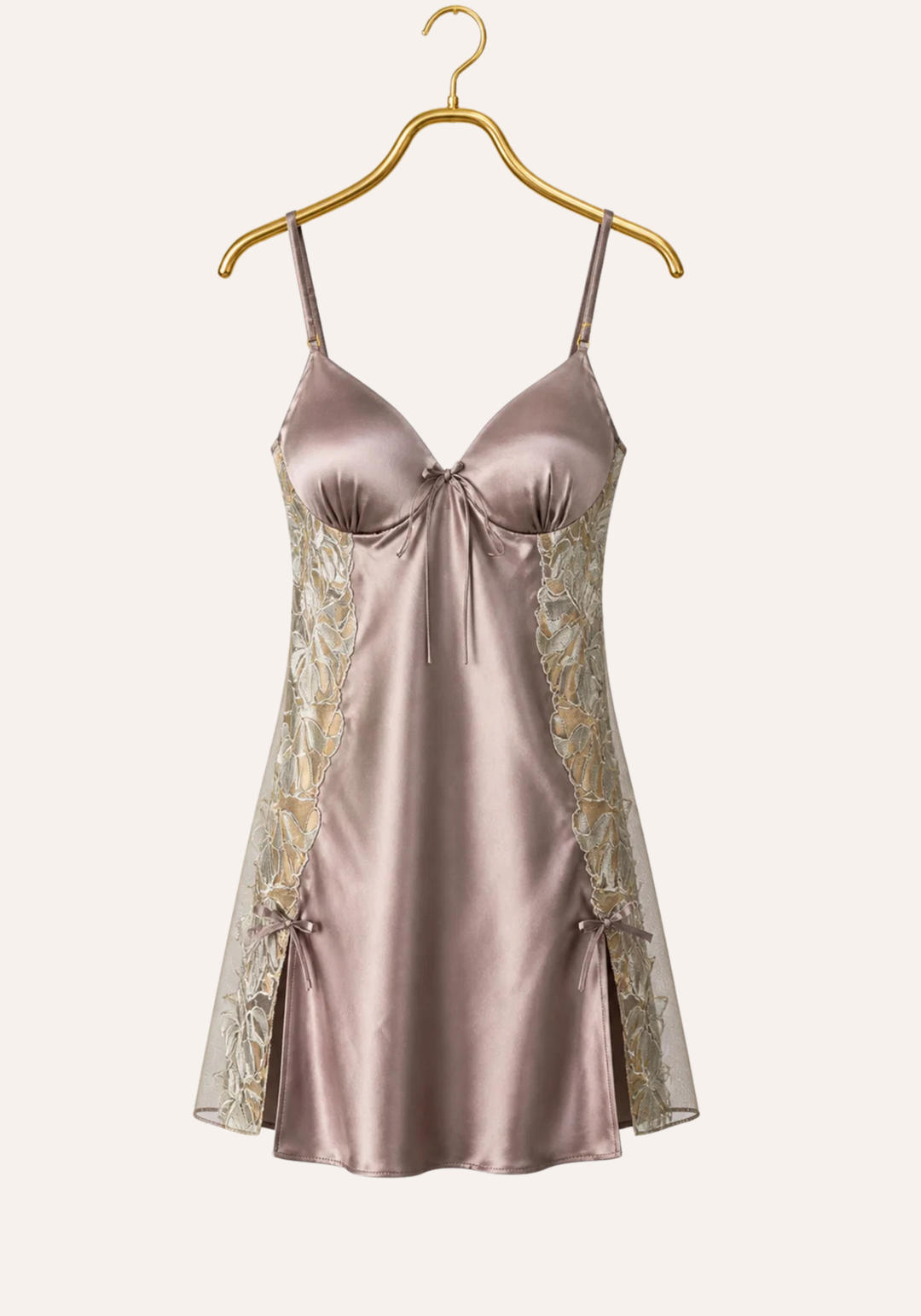 Satin Babydoll: Plain Shoulder Strap Satin Babydoll With Datel And Laces On The Sides