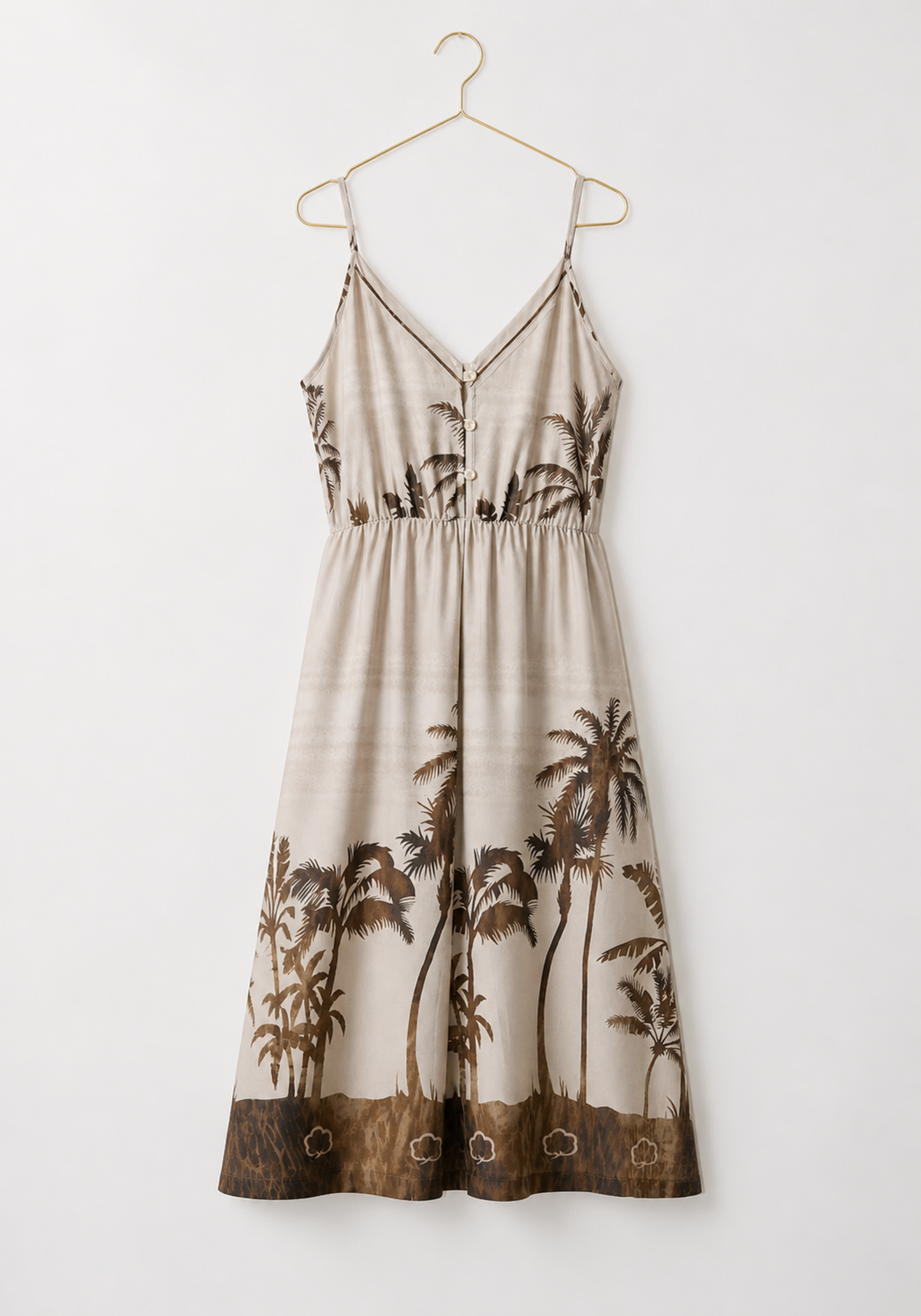 Dress: Printed Shoulder Strap Button Dress (100% Viscose)