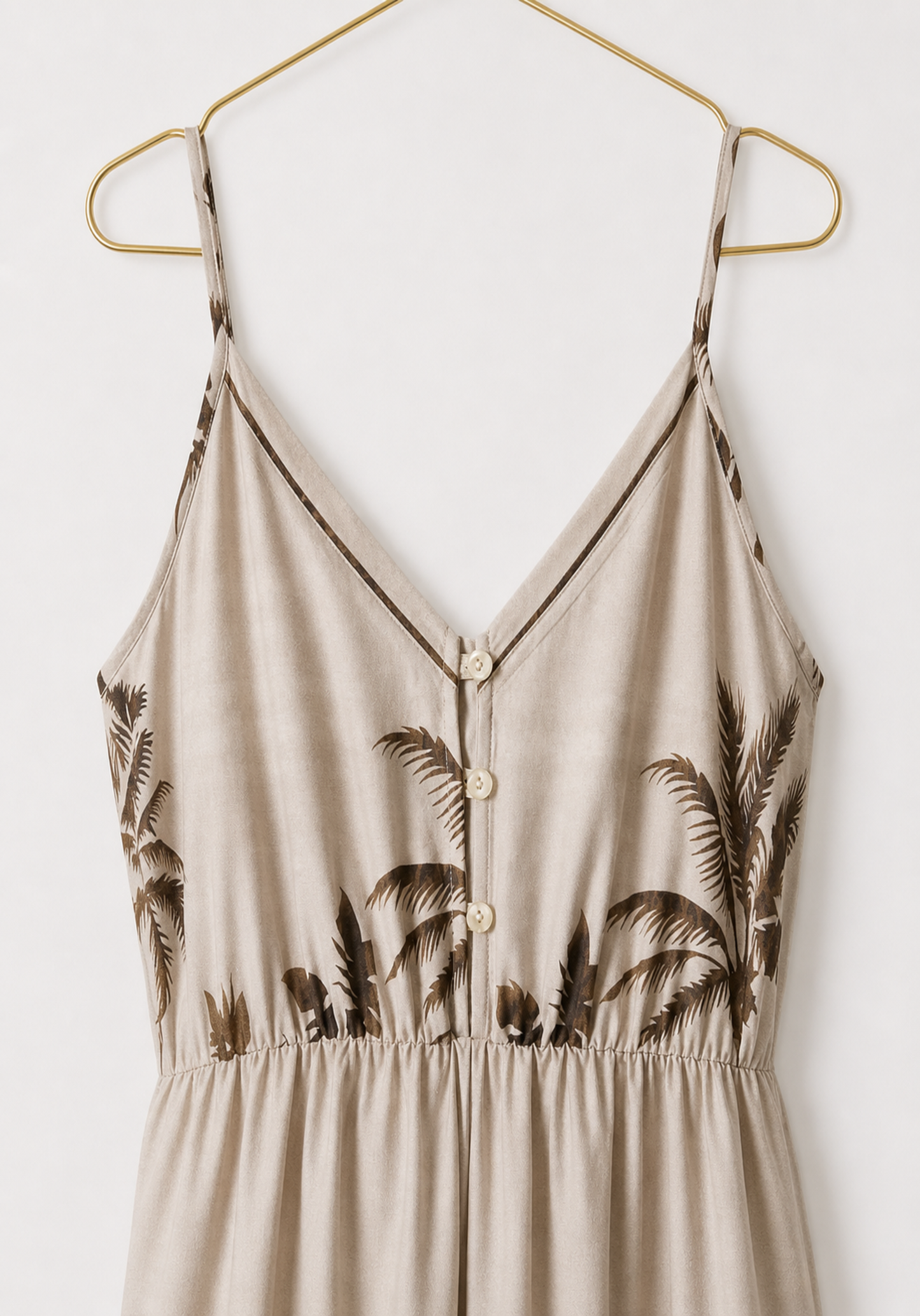 Dress: Printed Shoulder Strap Button Dress (100% Viscose)