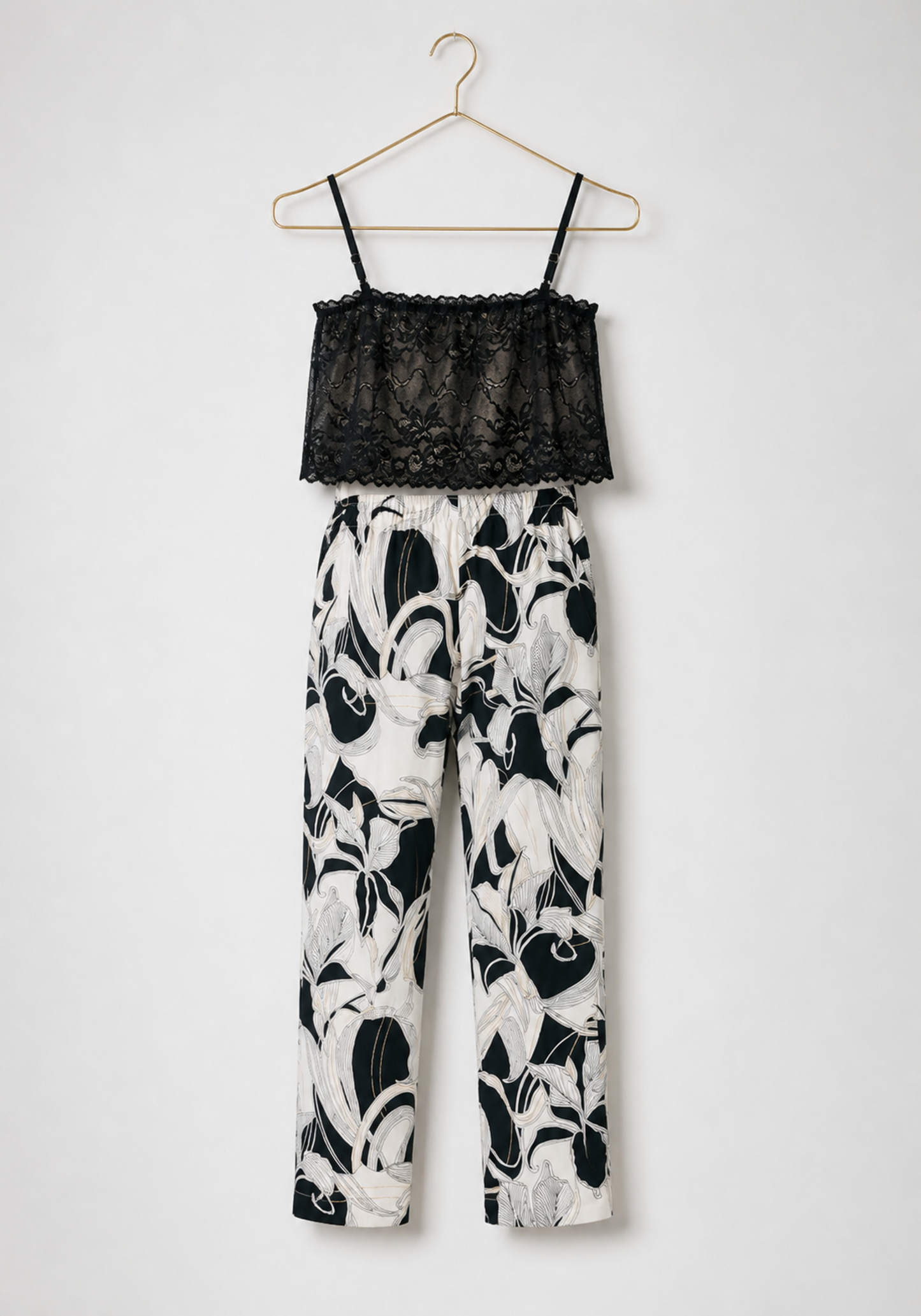3 Pieces Set: Short Robe And Long Pants (100% Viscose) And Tank Top (Lace Lycra)