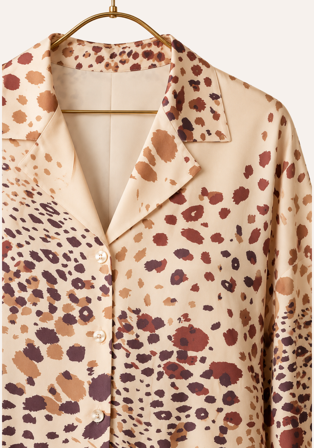 Printed Collar Button Long Sleeve Top And Pants
