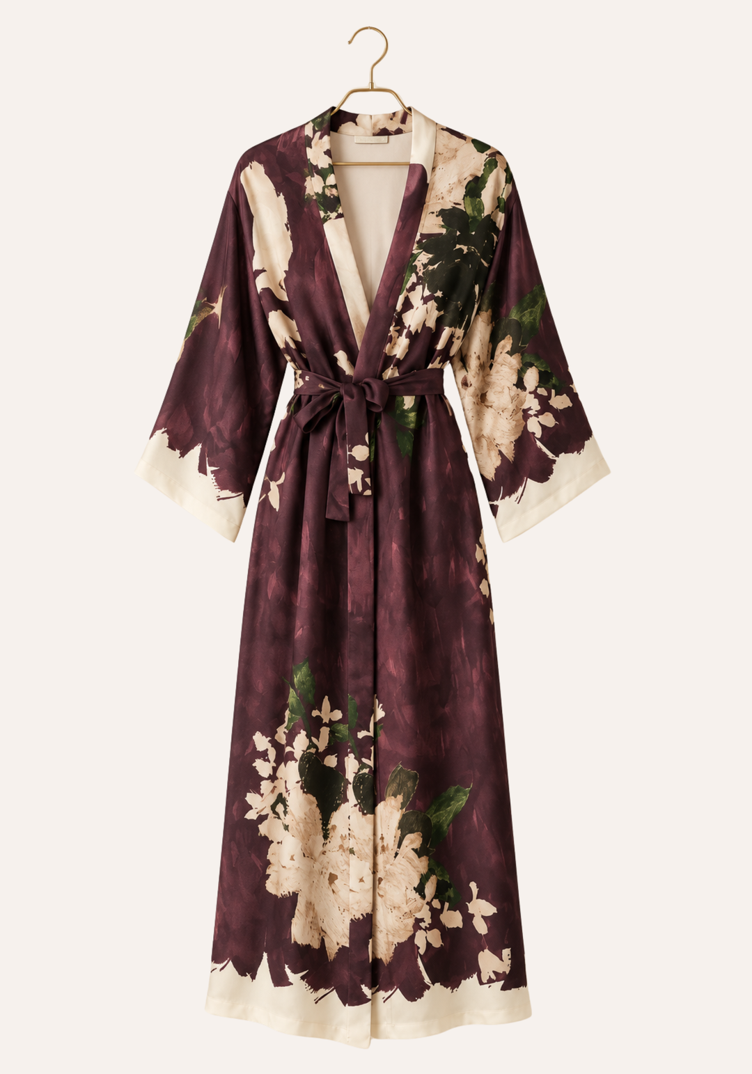 Plain Shoulder Strap Long Nighty And Printed Long Sleeve Long Robe