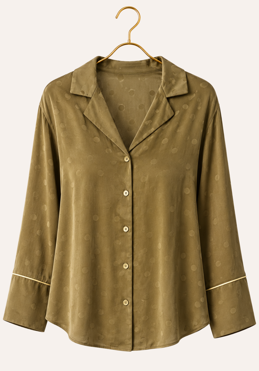 Plain Collar Button Long Sleeve Top And Pants