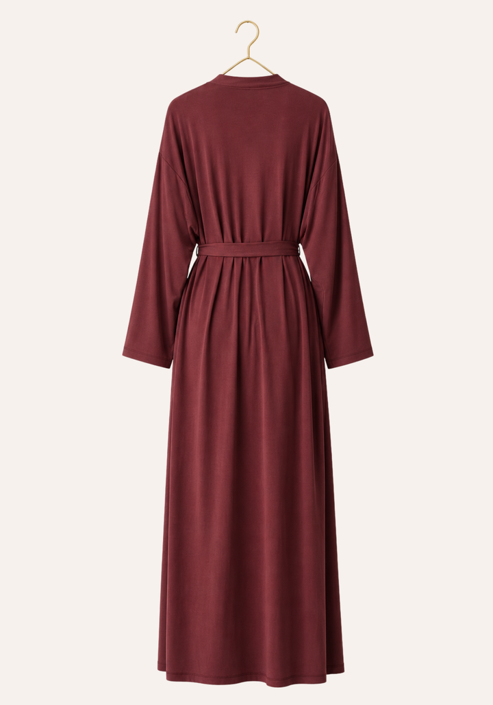 Plain Shoulder Strap Long Nighty And Long Sleeve Long Robe