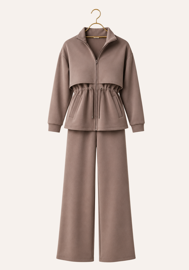 Relaxed Fit Long Sleeve Zipper Top And Pant Tracksuit