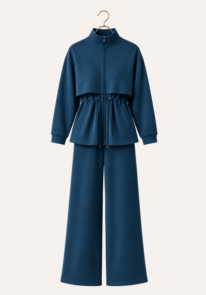 Relaxed Fit Long Sleeve Zipper Top And Pant Tracksuit