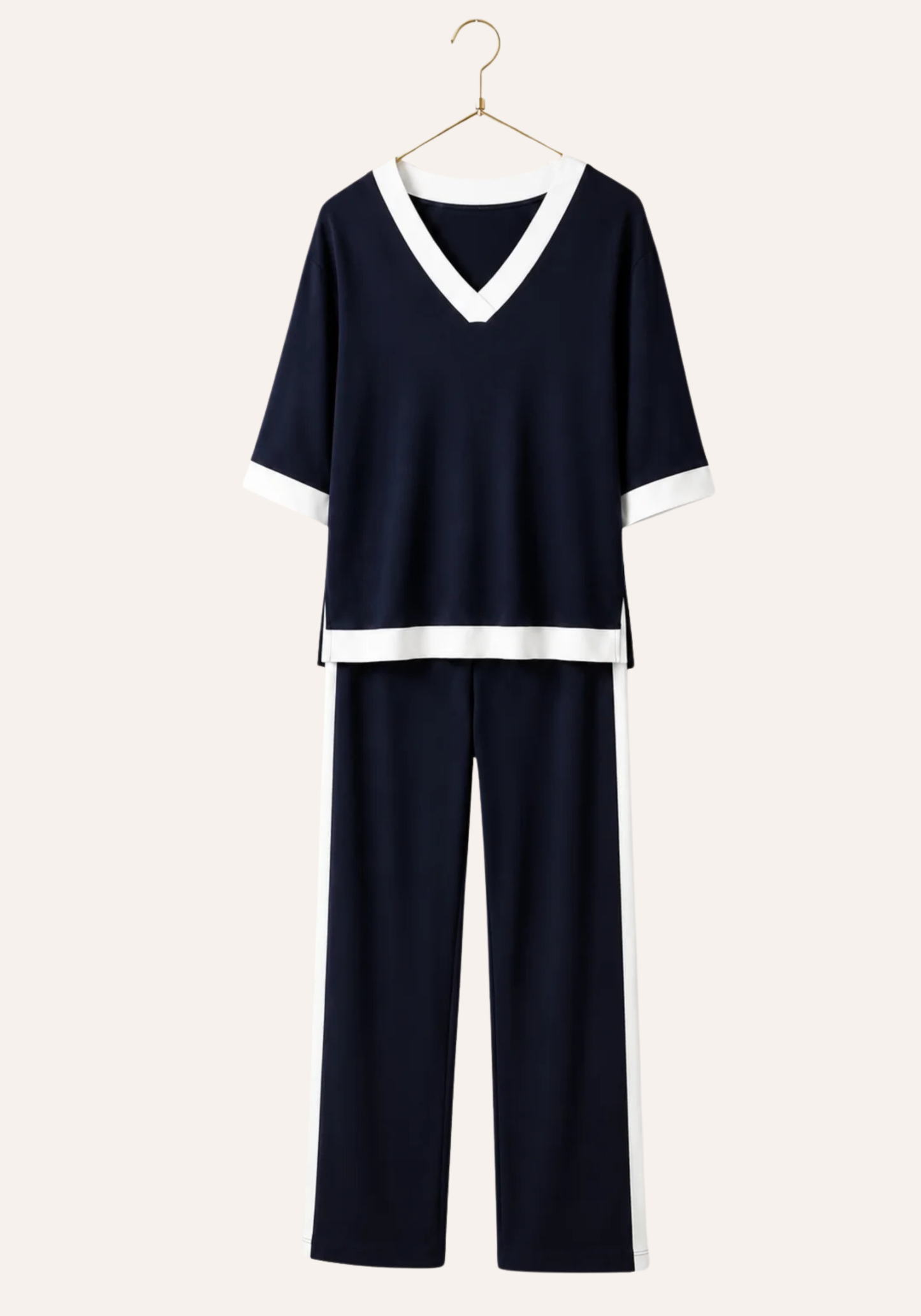 Short Sleeve V-Neck Comfortable Sports Set