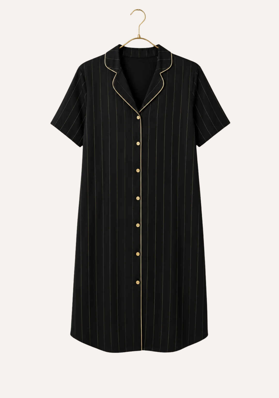 Viscose Lycra Striped Short Sleeve Collar Button Dress