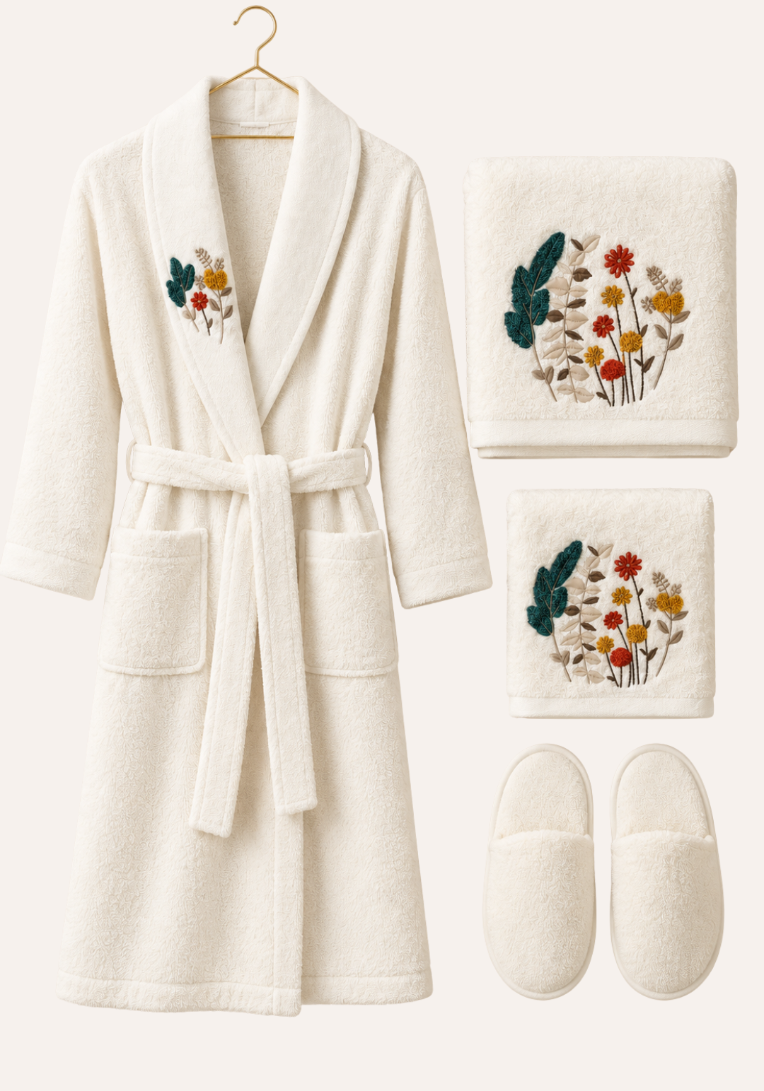 4 Pieces Single Bathrobe Set
