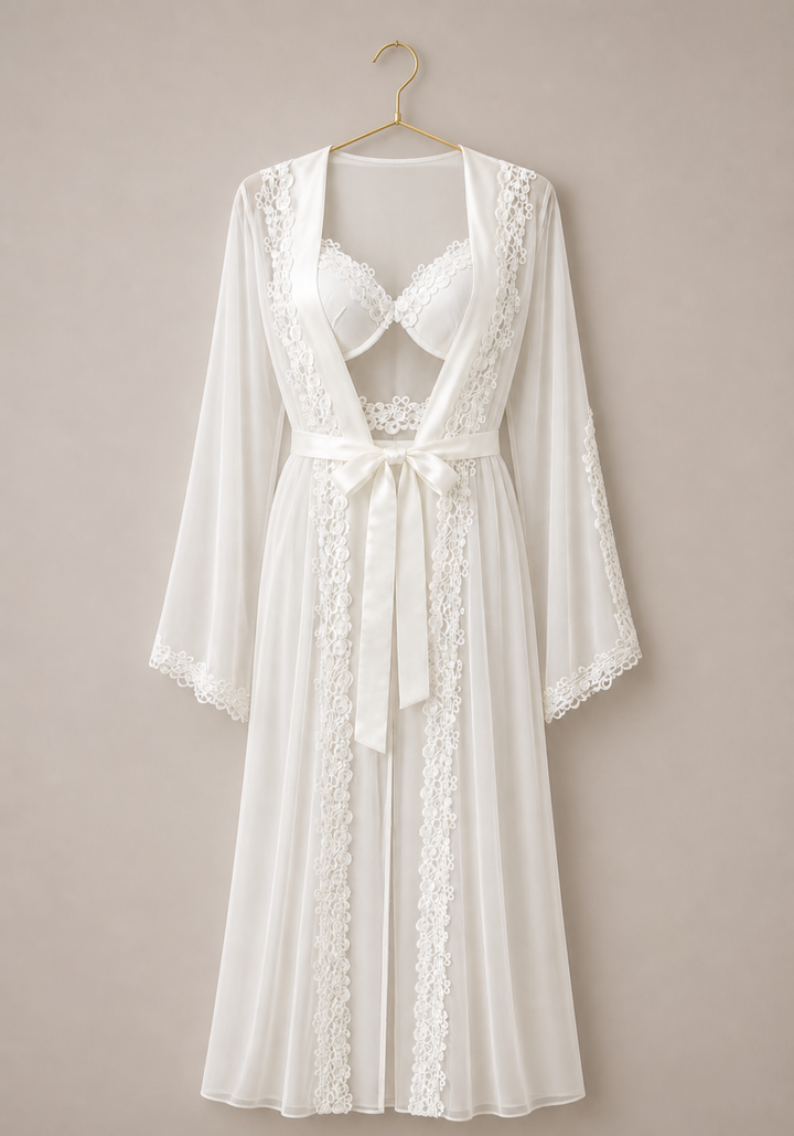 Bridal Satin Long Robe Set