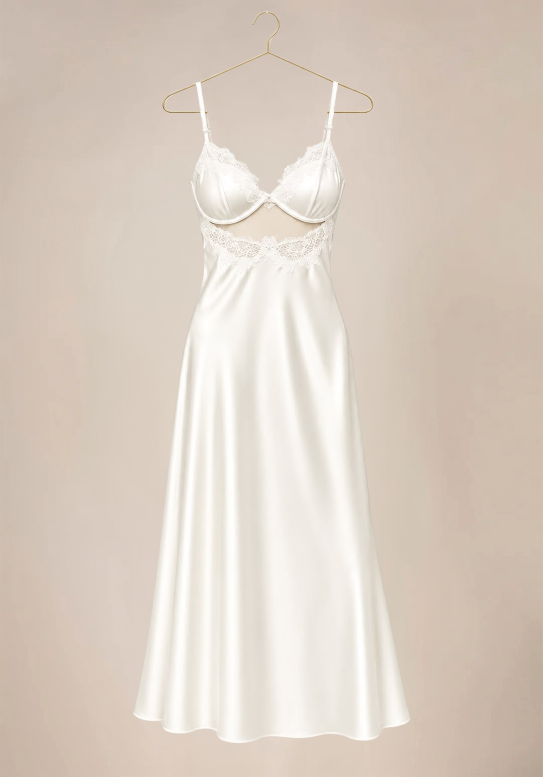 Shoulder Strap Padded Cups Long Nighty And Robe