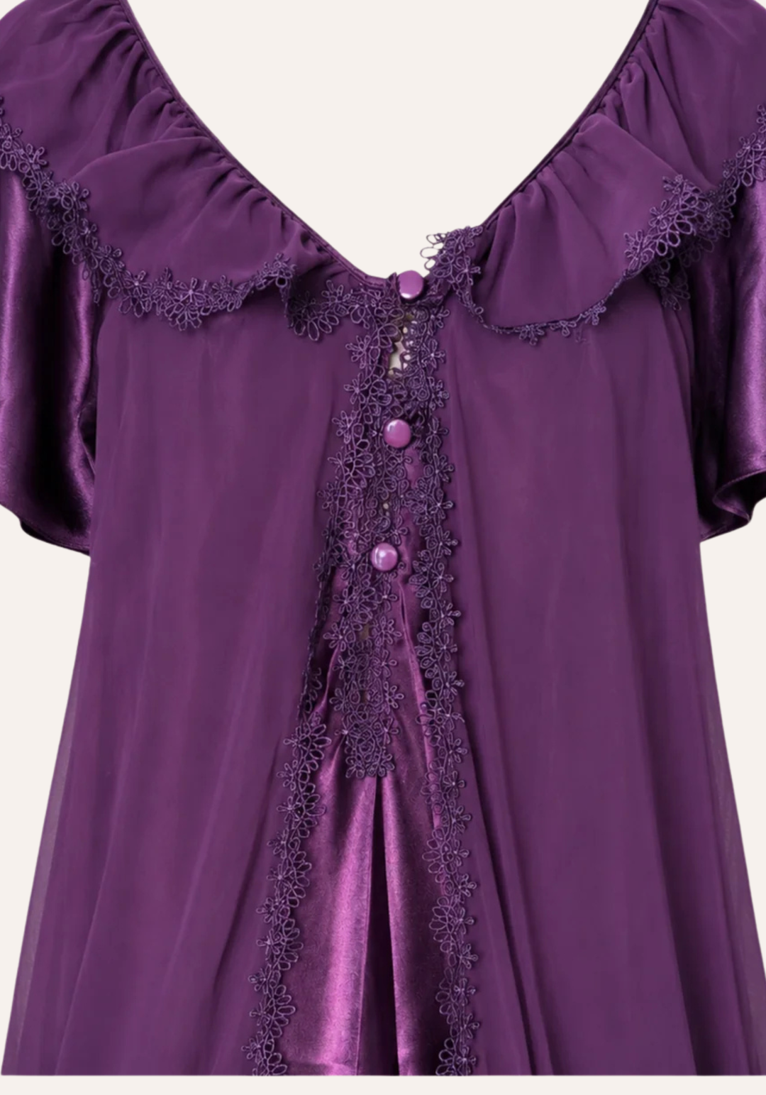 Mega Sleeve Satin Long Gown With Schiffon Detail