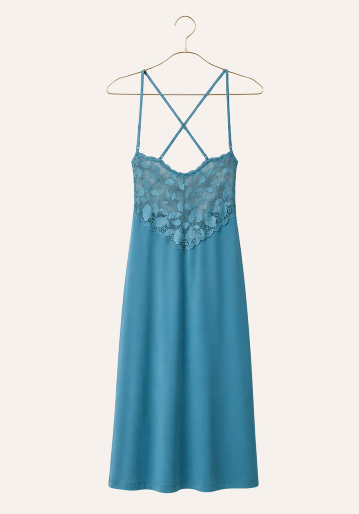Long Robe Set: Shoulder Strap Long Nighty With Dantel (Viscose Lycra) And Long Robe (100% Viscose)