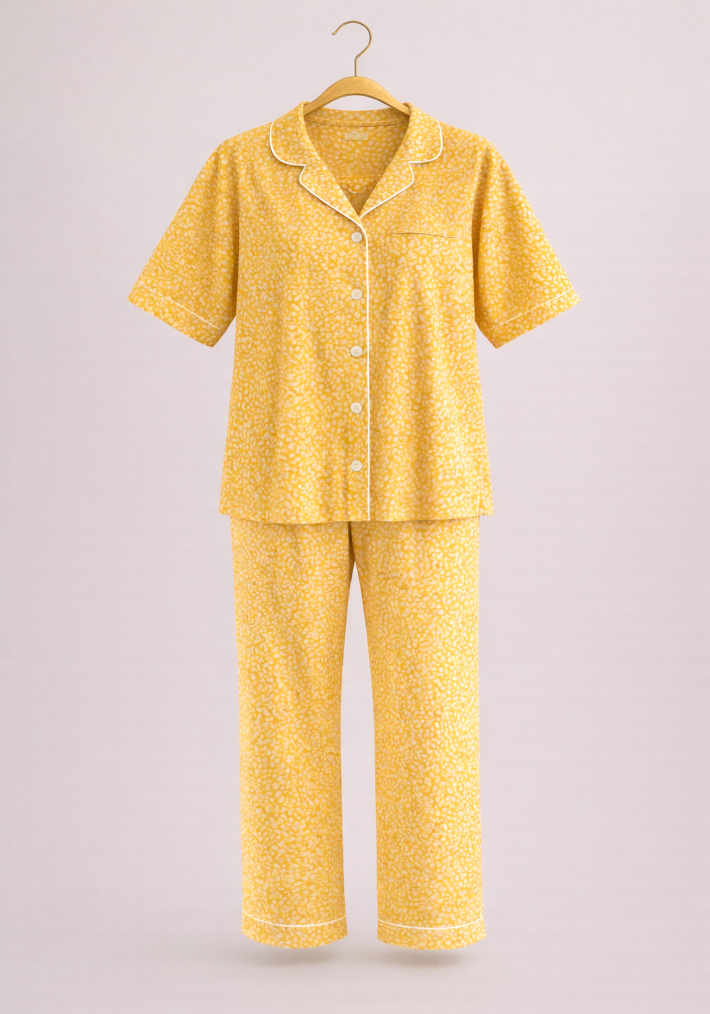 Collar Button Short Sleeve Pajamas
