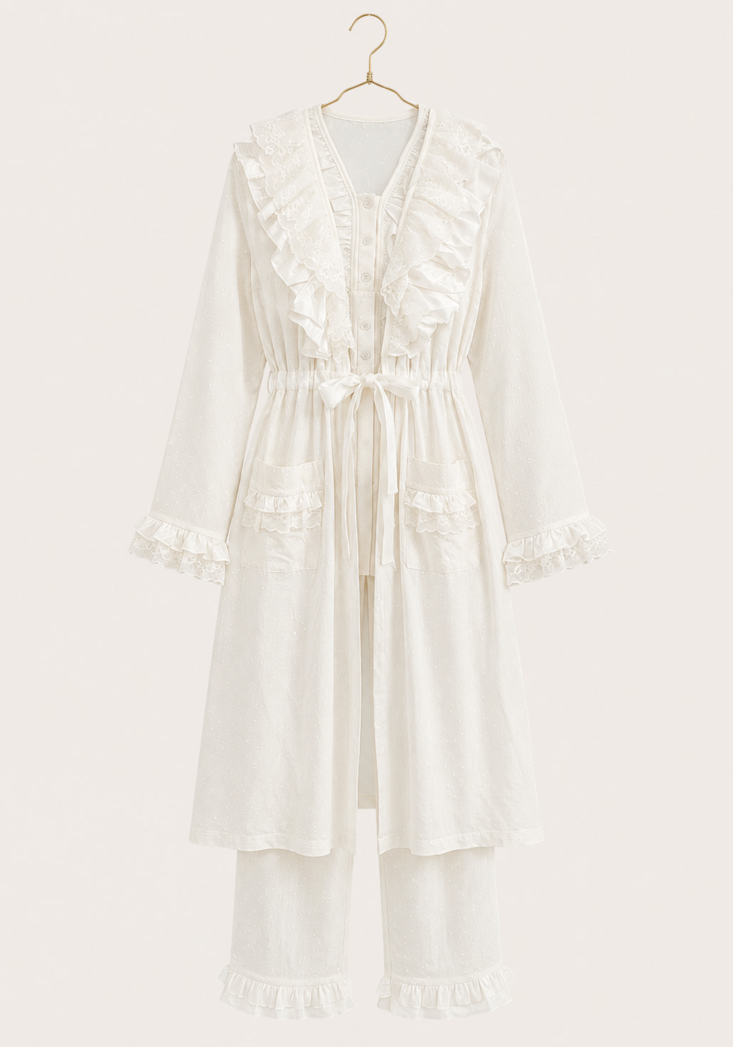 Maternal 3 Pieces Set : Pajamas With Robe