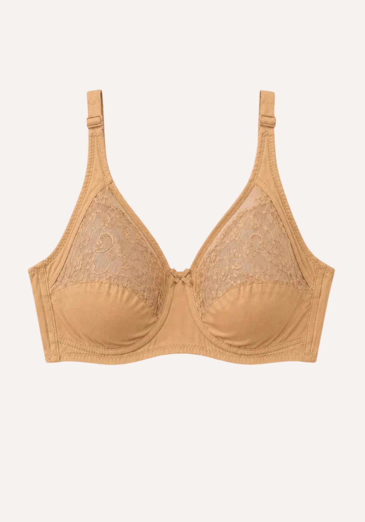 Basic Bra: Daily Wide Strap Unpadded Half Laced Cup Bra