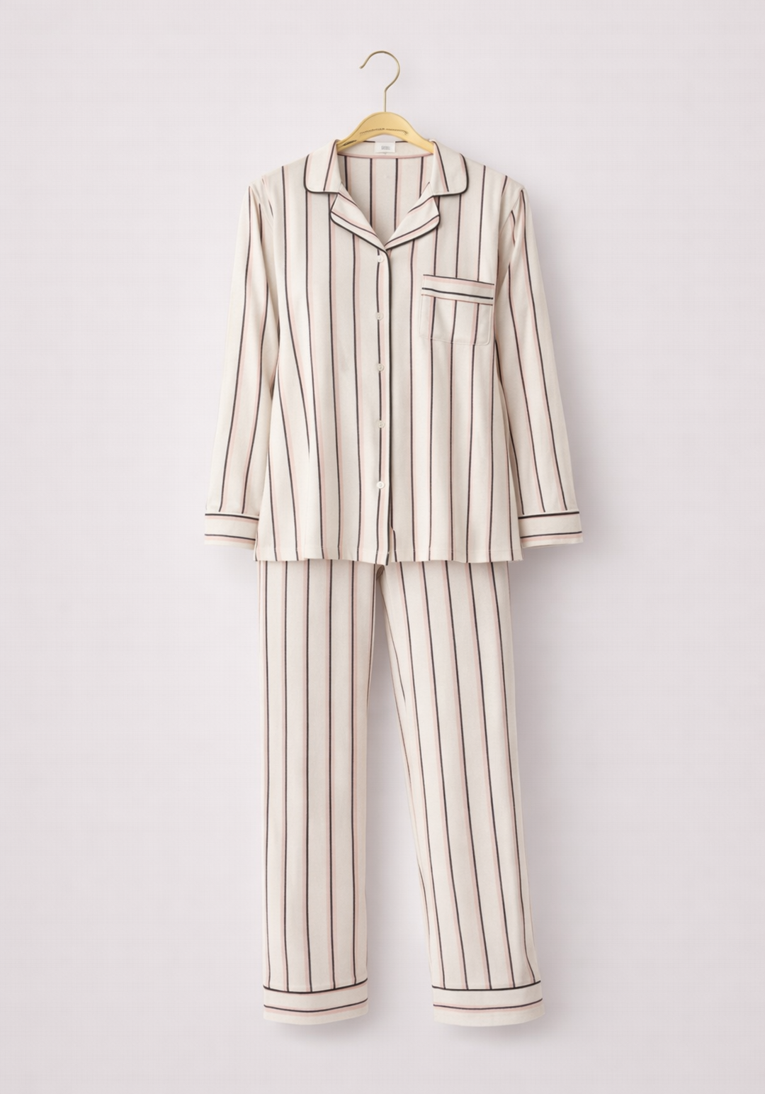 Collar Button Long Sleeve Striped Pajamas