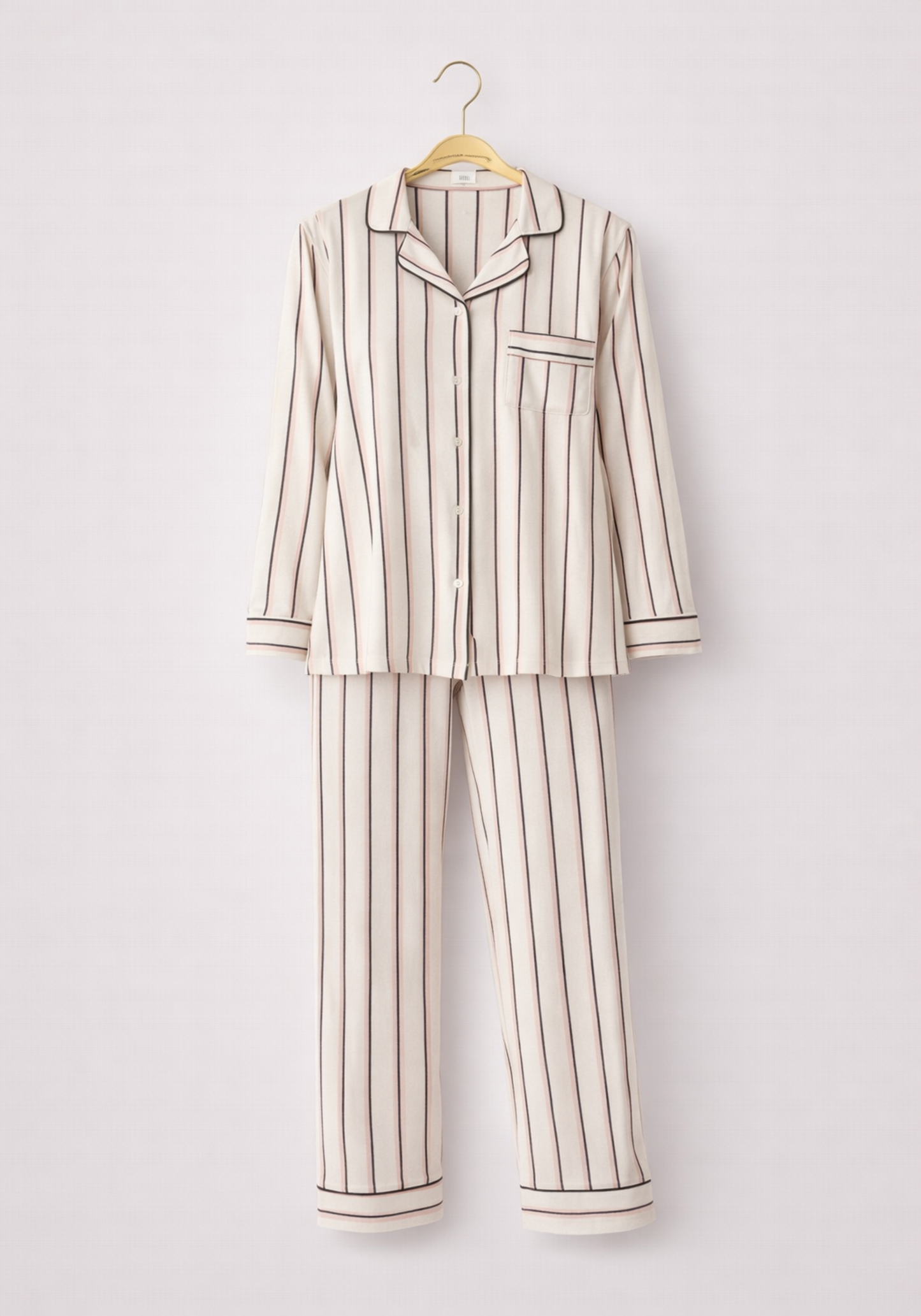 Collar Button Long Sleeve Striped Pajamas