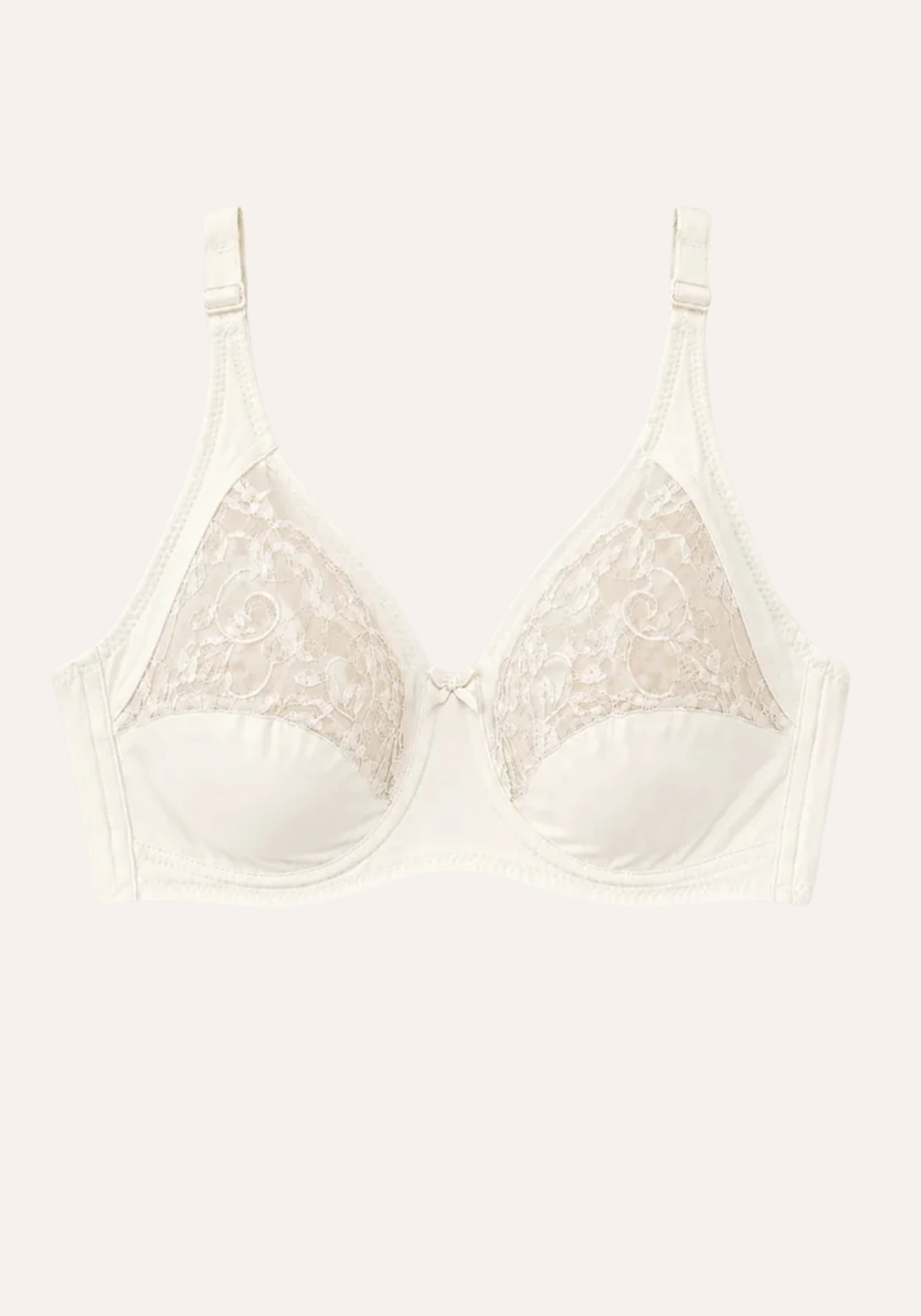 Basic Bra: Daily Wide Strap Unpadded Half Laced Cup Bra
