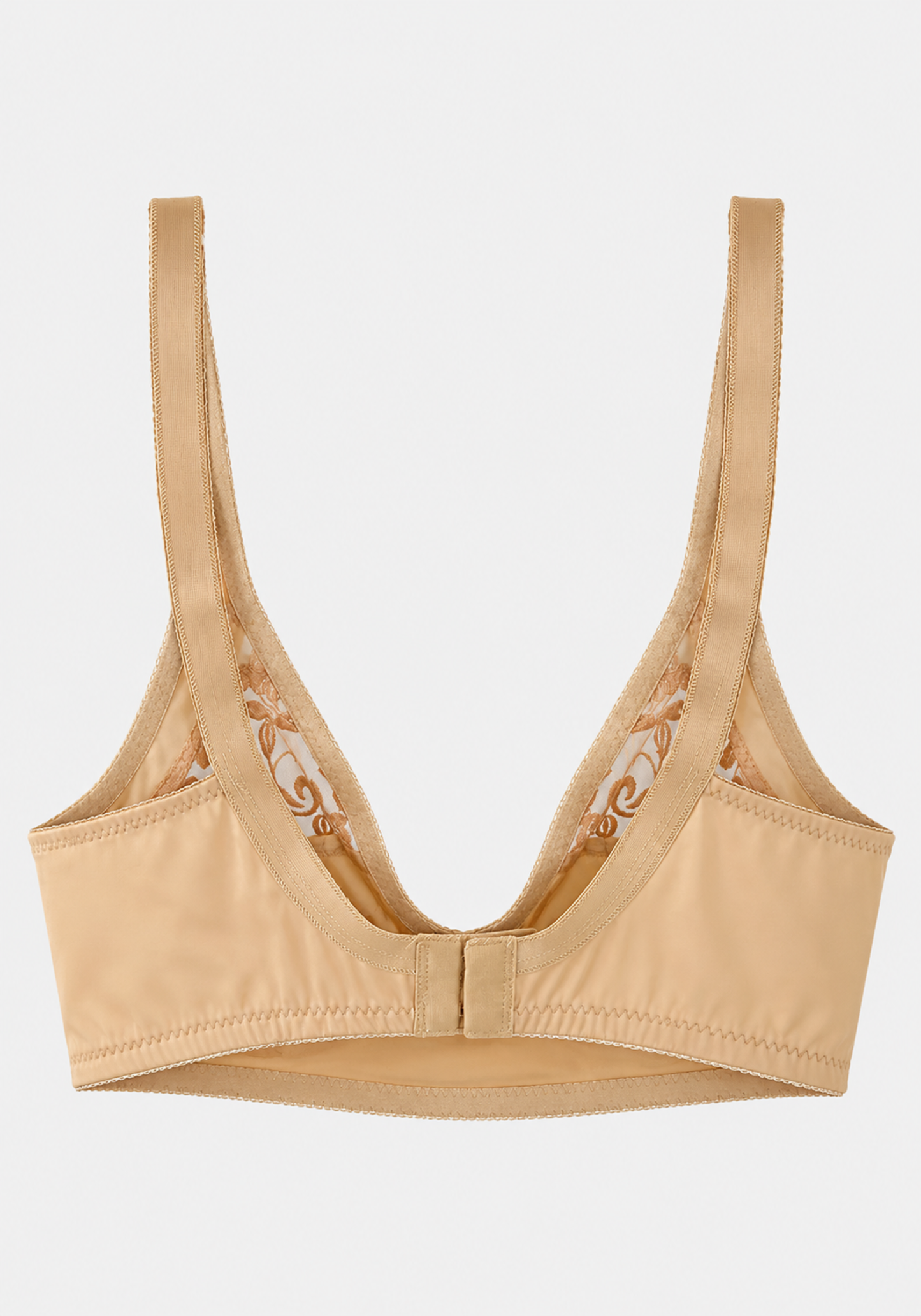 Basic Plus Size Bra: Daily Wide Strap Unpadded Half Laced Cup Bra