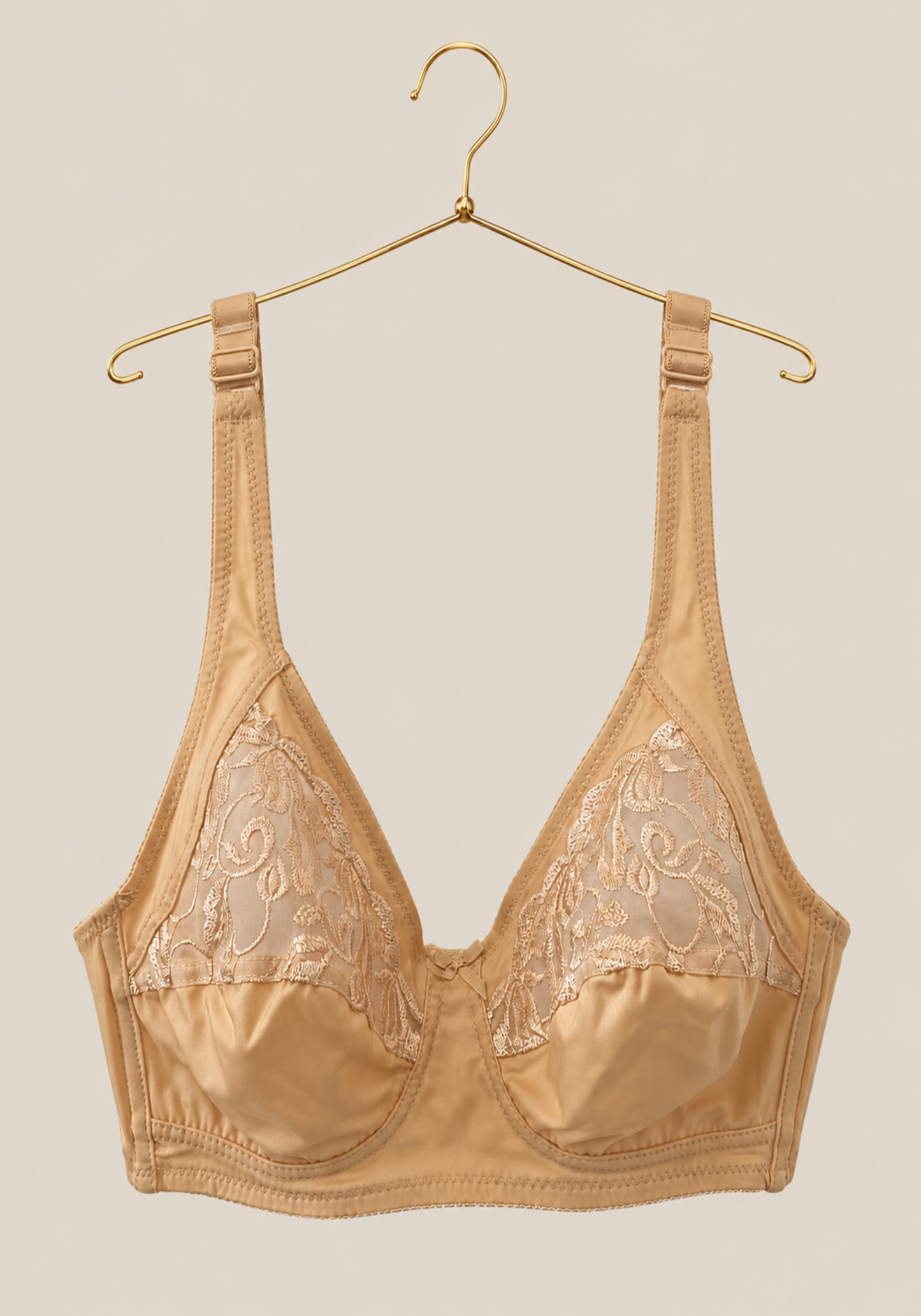Basic Plus Size Bra: Daily Wide Strap Unpadded Half Laced Cup Bra
