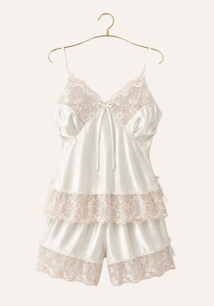 Cami Short Set: Shoulder Strap Satin Cami And Short Set