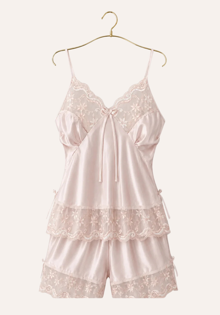 Cami Short Set: Shoulder Strap Satin Cami And Short Set
