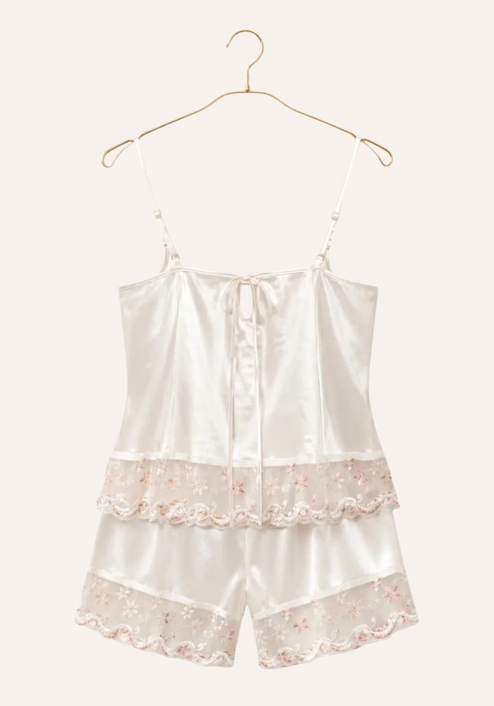 Cami Short Set: Shoulder Strap Satin Cami And Short Set