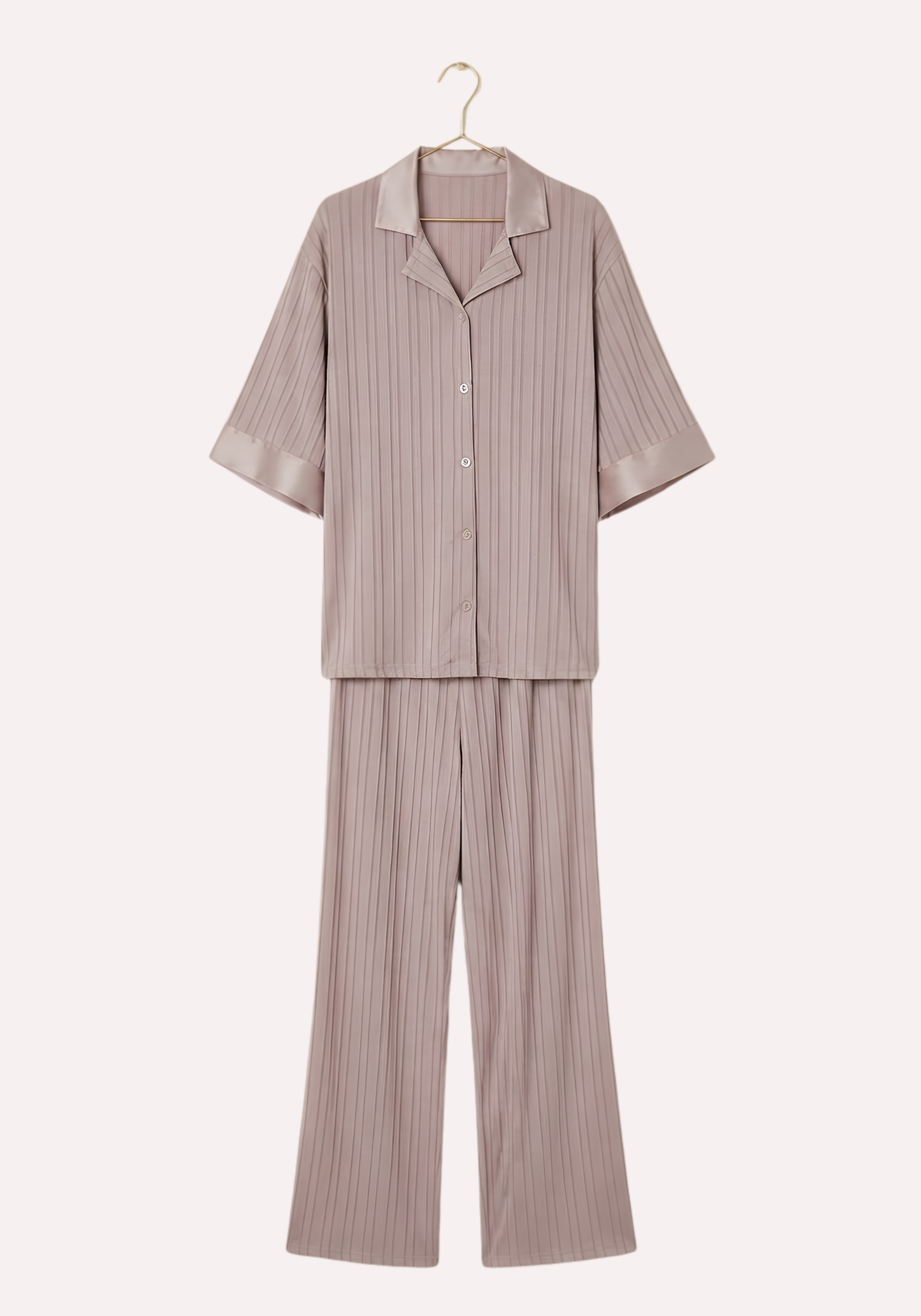 Collar Button Jakar Striped Short Sleeve Pajama