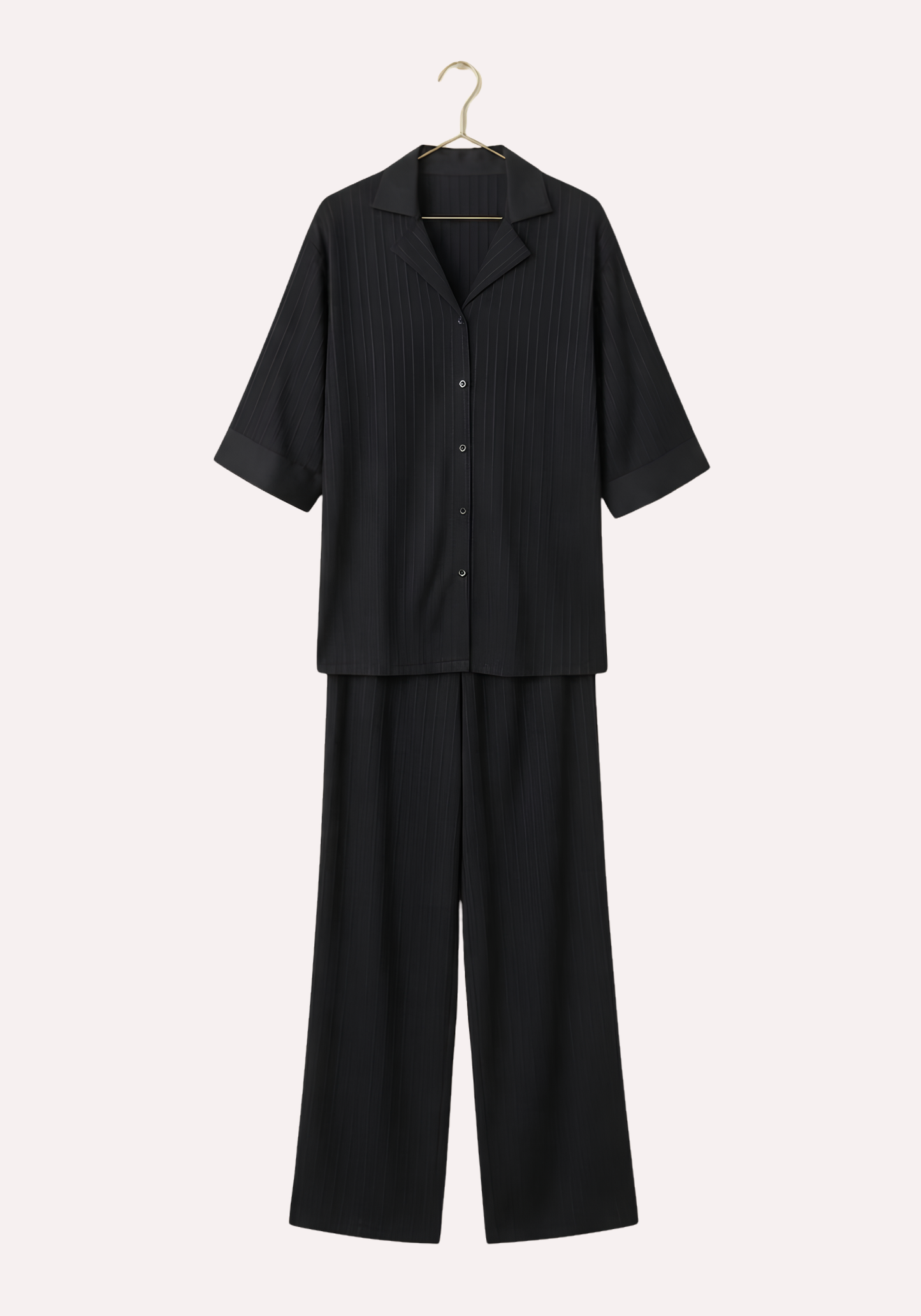 Collar Button Jakar Striped Short Sleeve Pajama