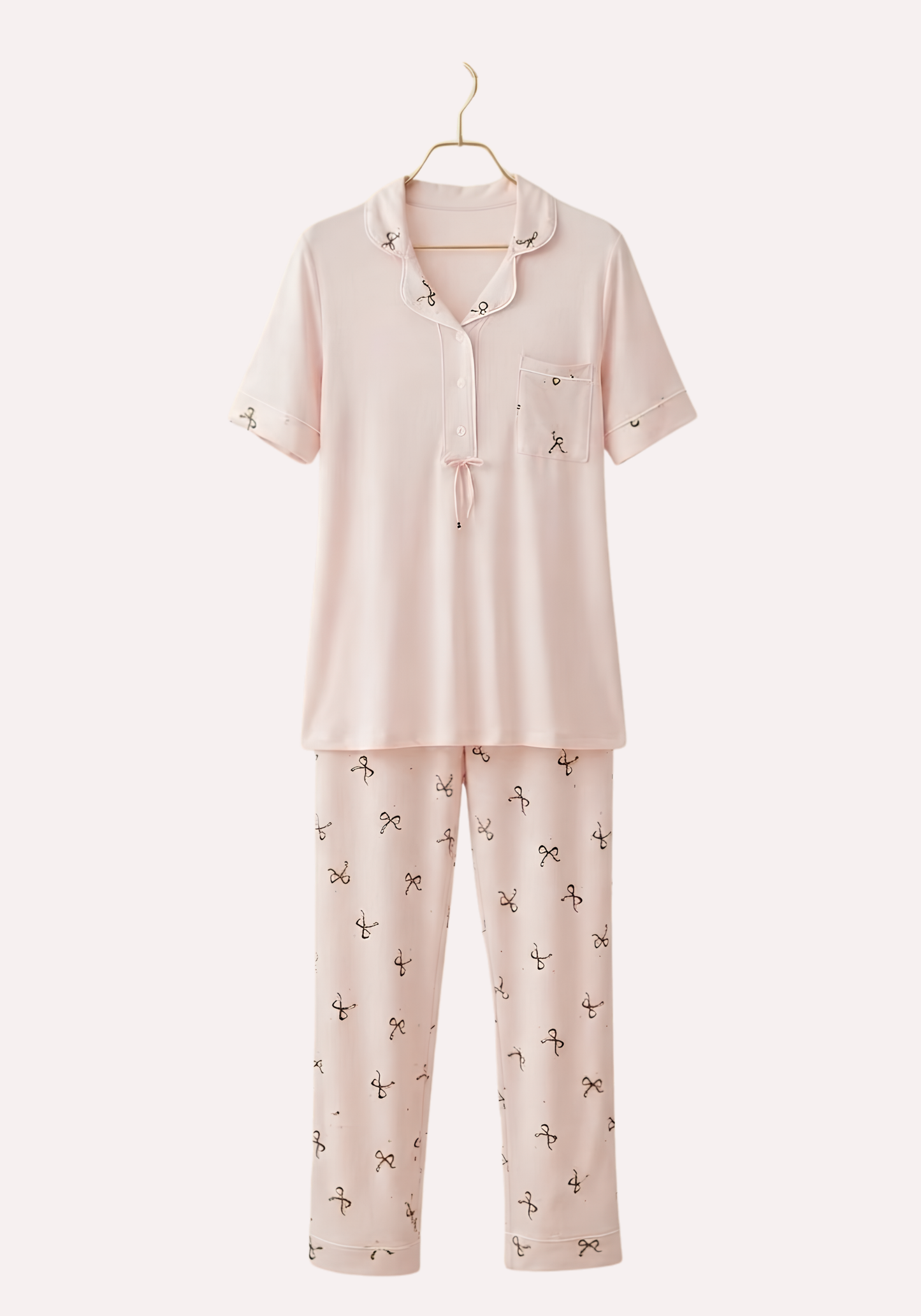 Collar Button Short Sleeve Pajama