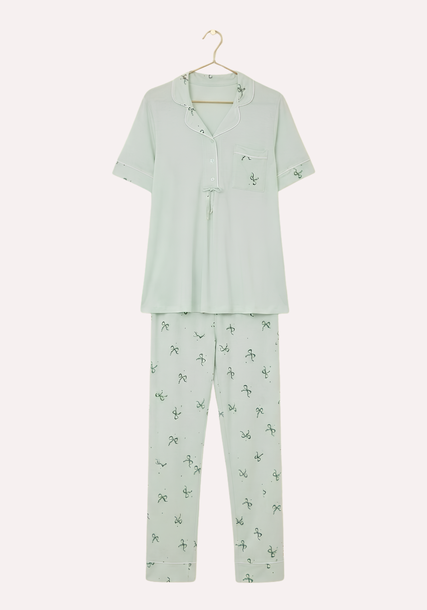 Collar Button Short Sleeve Pajama
