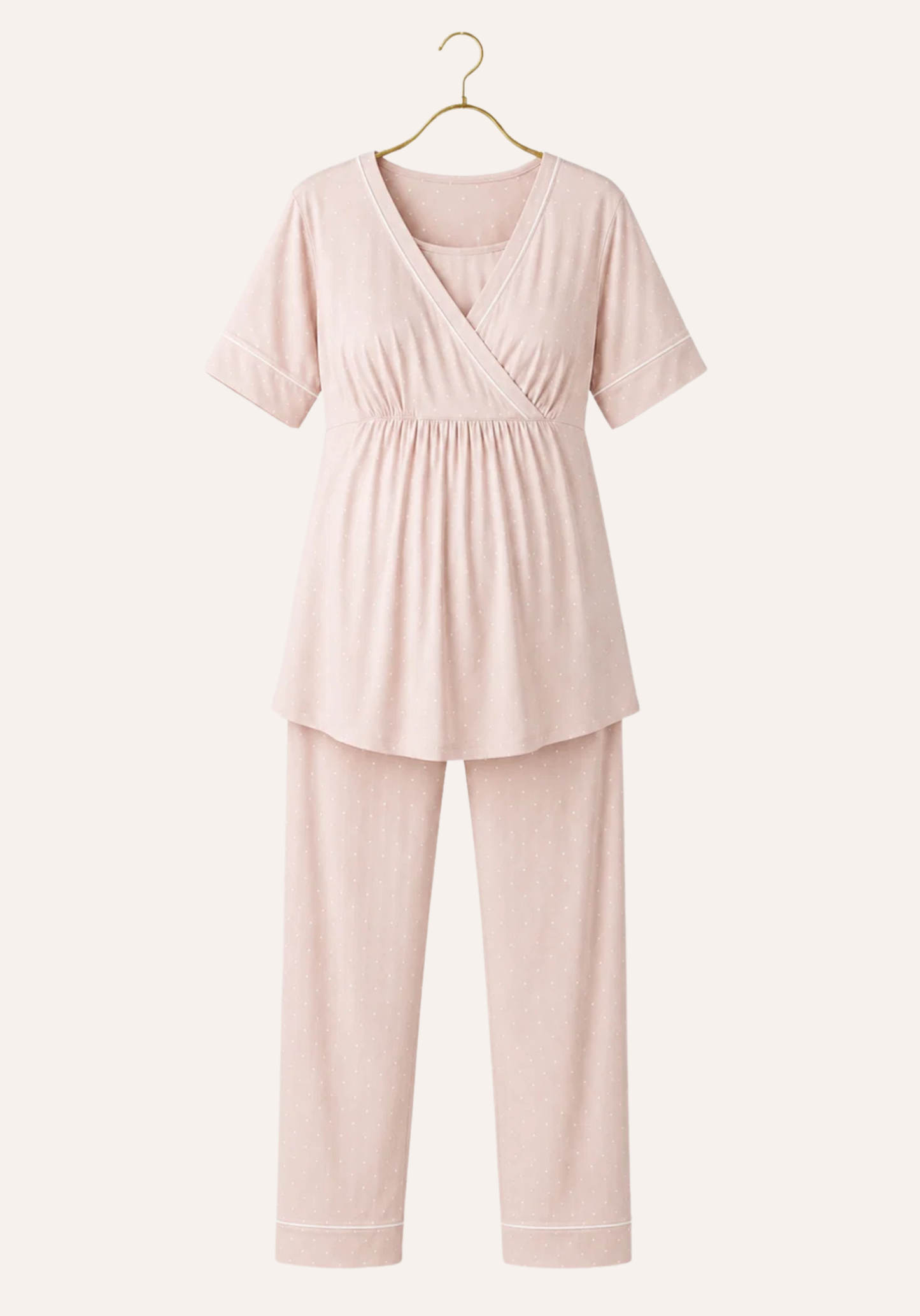 Plain Short Sleeve Top And Pant Pajamas