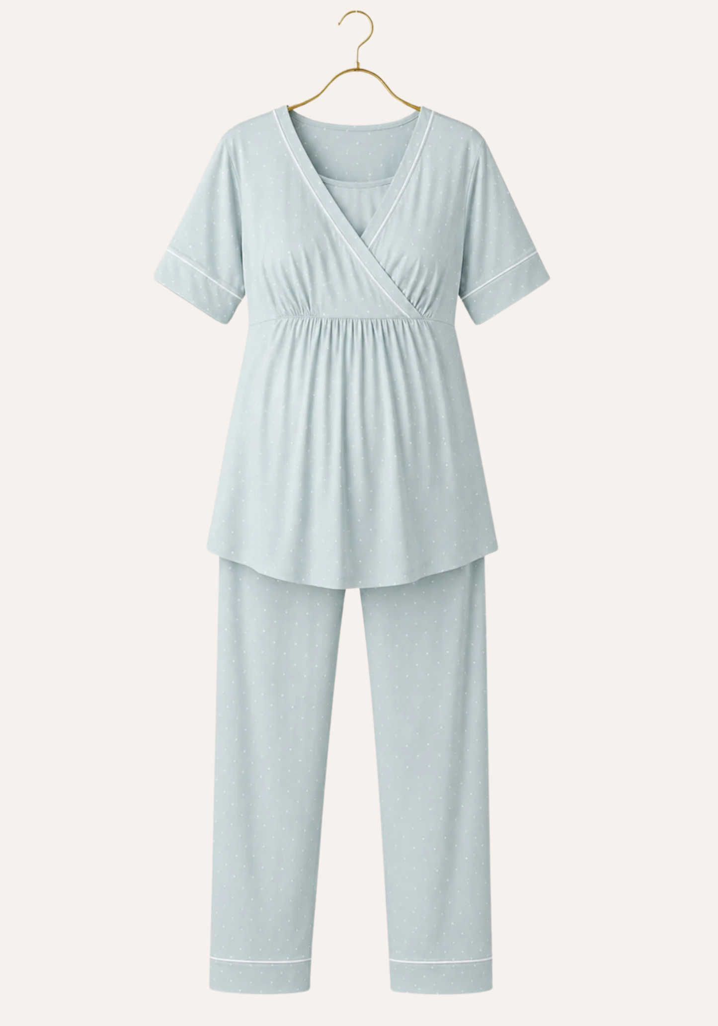 Plain Short Sleeve Top And Pant Pajamas