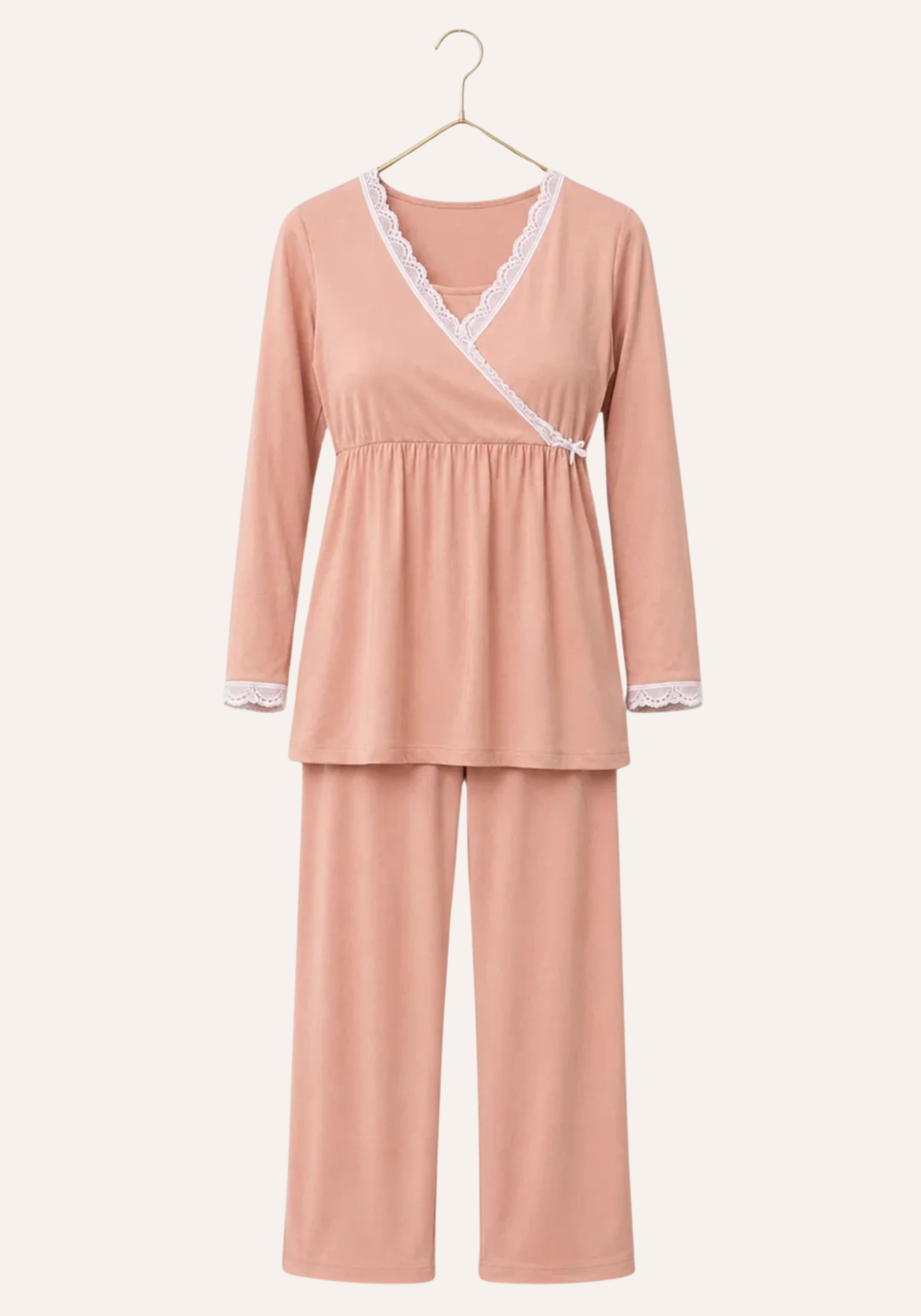 Maternal Long Sleeve Top And Plain Pant Pajamas