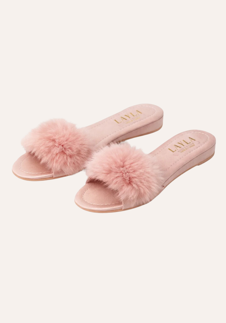 3Cm Heel With Furr Slippers