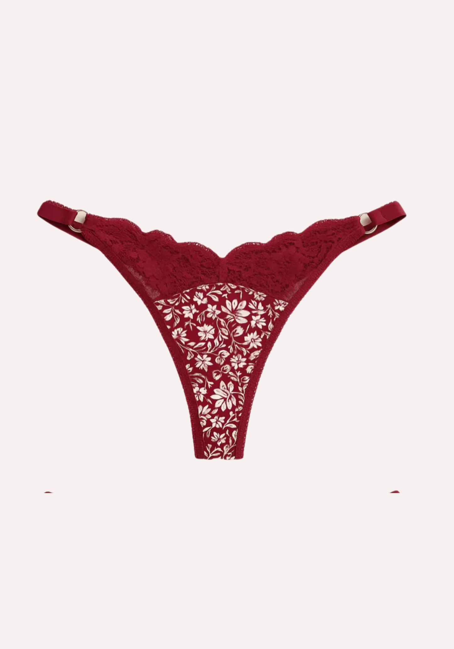 V-Lace Floral Print Panties