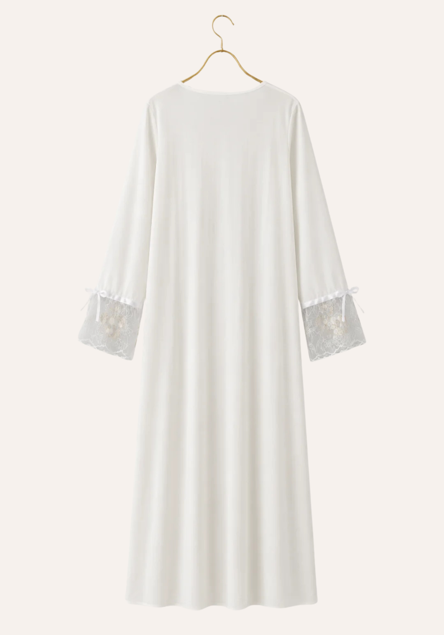 Maternal Long Nighty: Long Sleeve Long Nighty With Organza On Top Of It