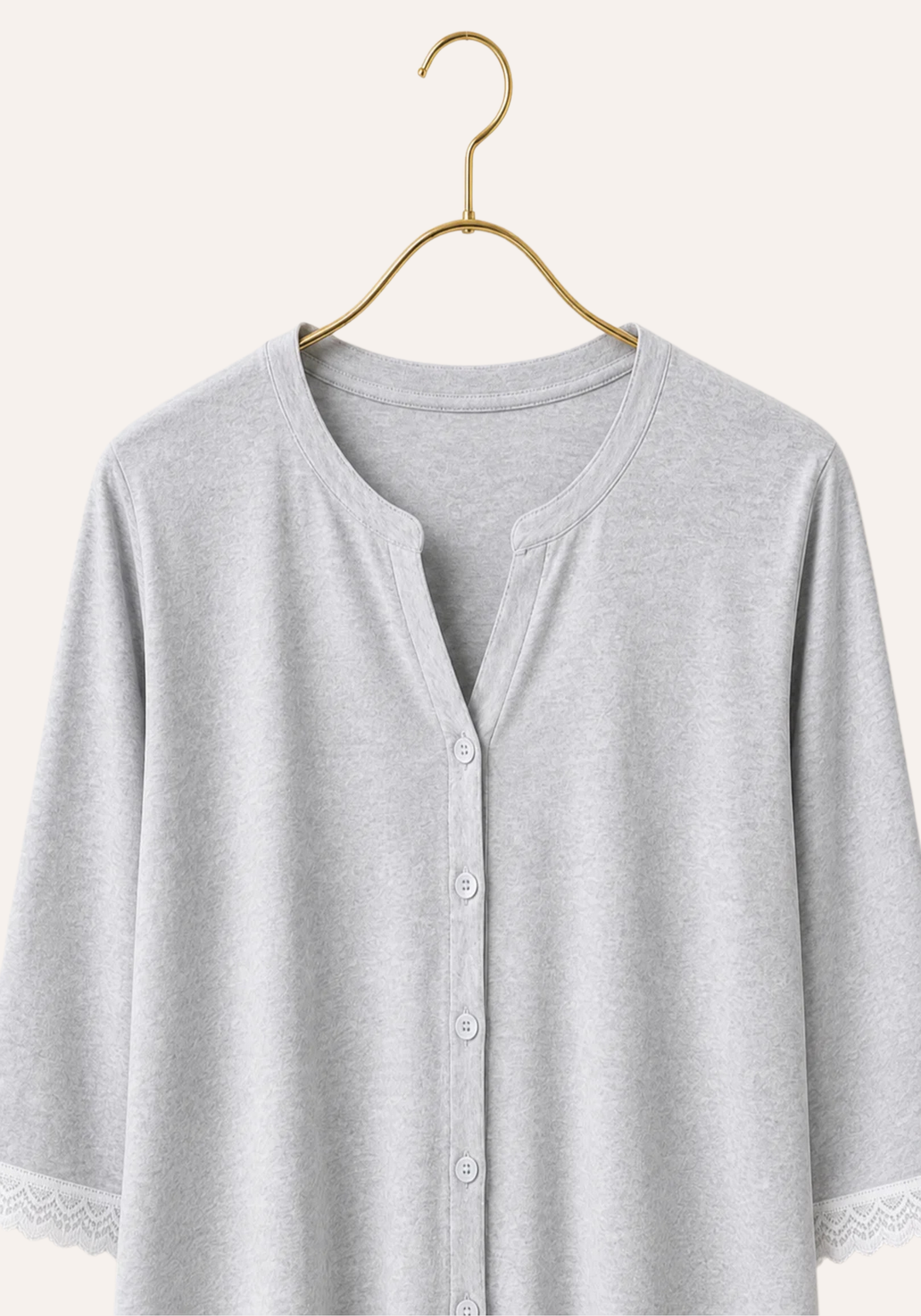Plain Button Top With Lace Detail And Pants