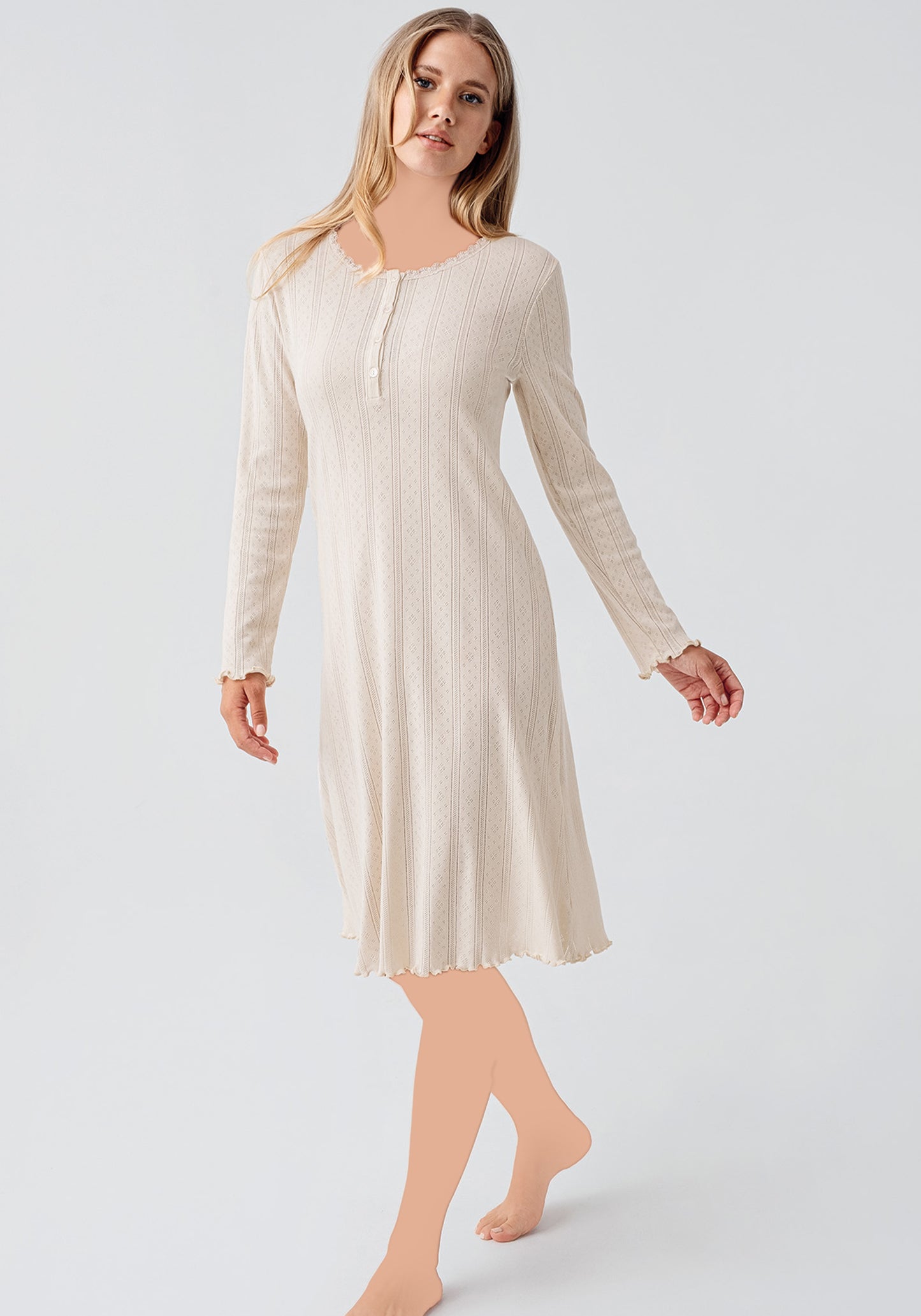 Maternal Long Sleeve Cotton Night Gown